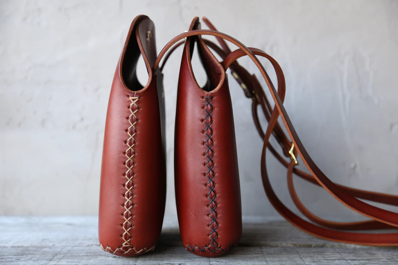 Large Minimalist Crossbody Bag in Cherrywood Red - Image 3