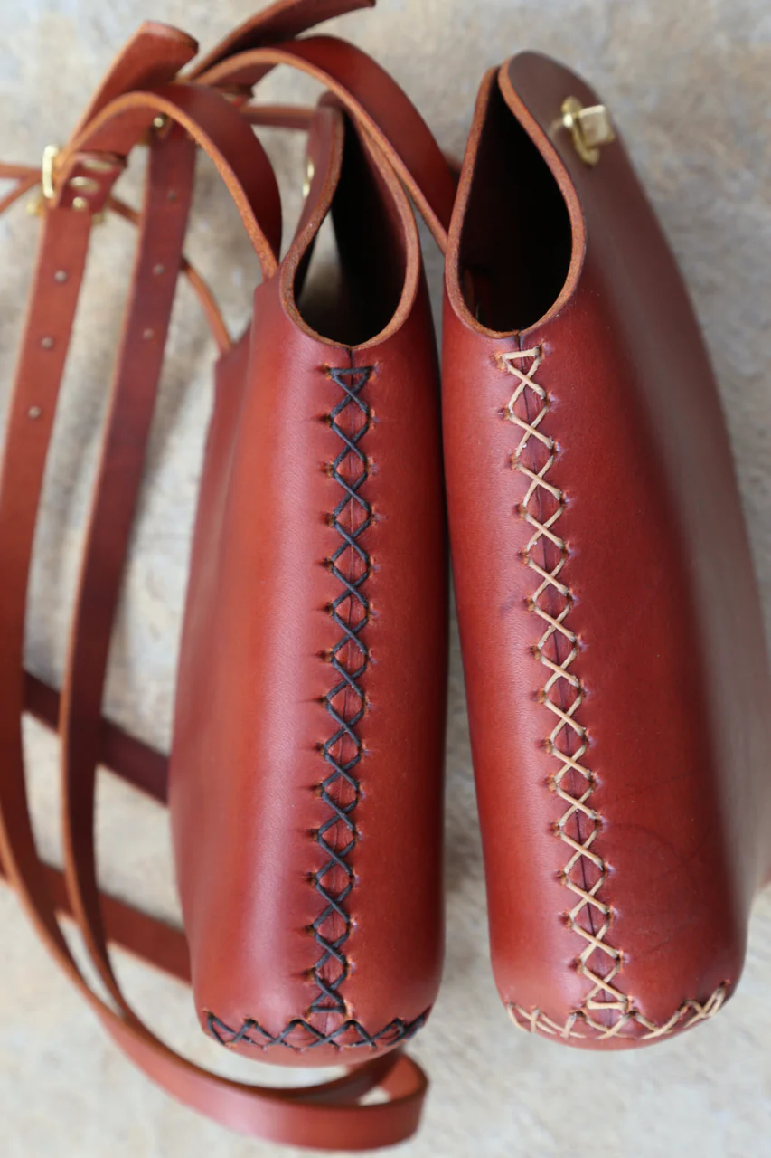 Large Minimalist Crossbody Bag in Cherrywood Red - Image 4