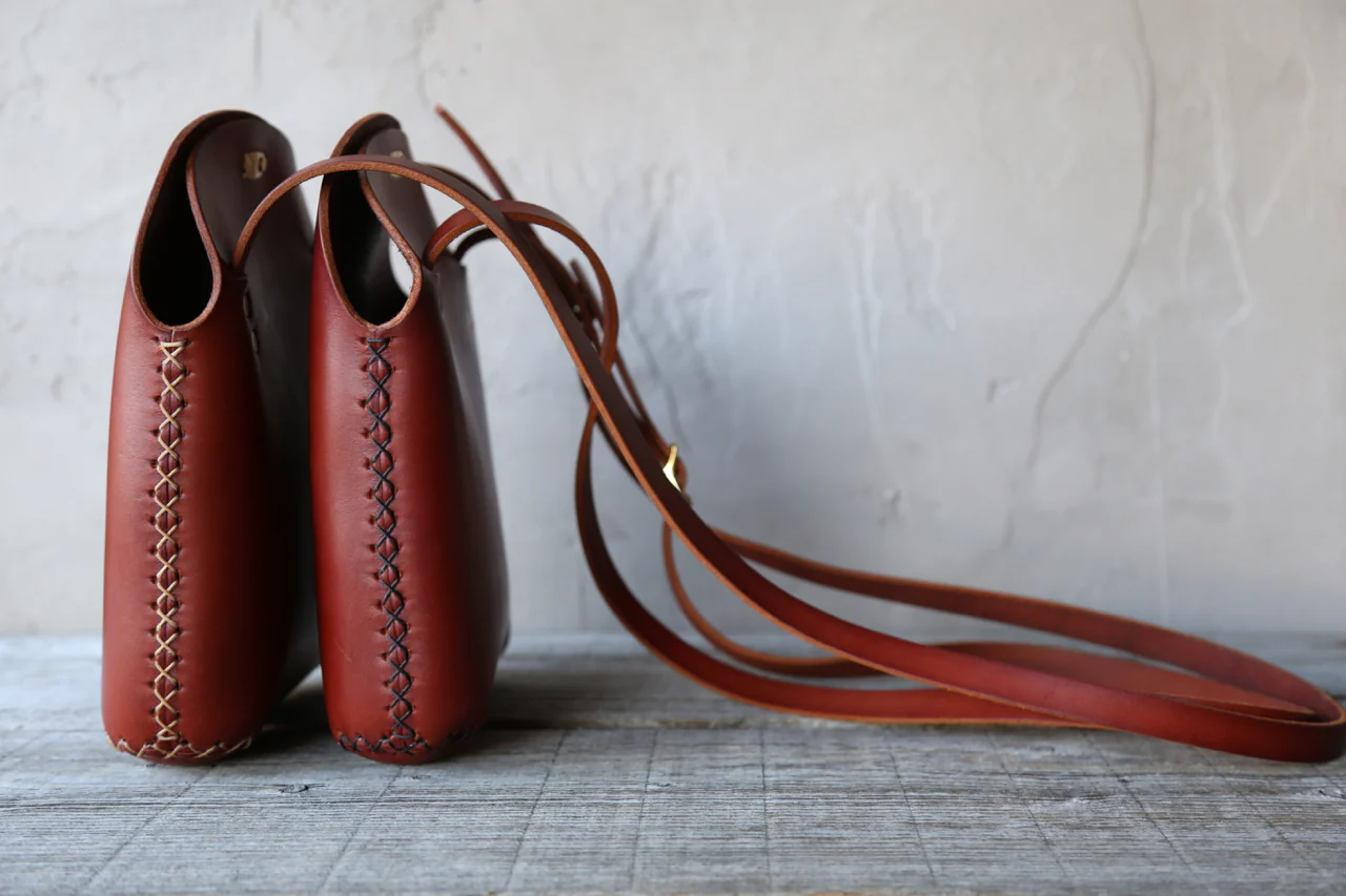Large Minimalist Crossbody Bag in Cherrywood Red - Image 5