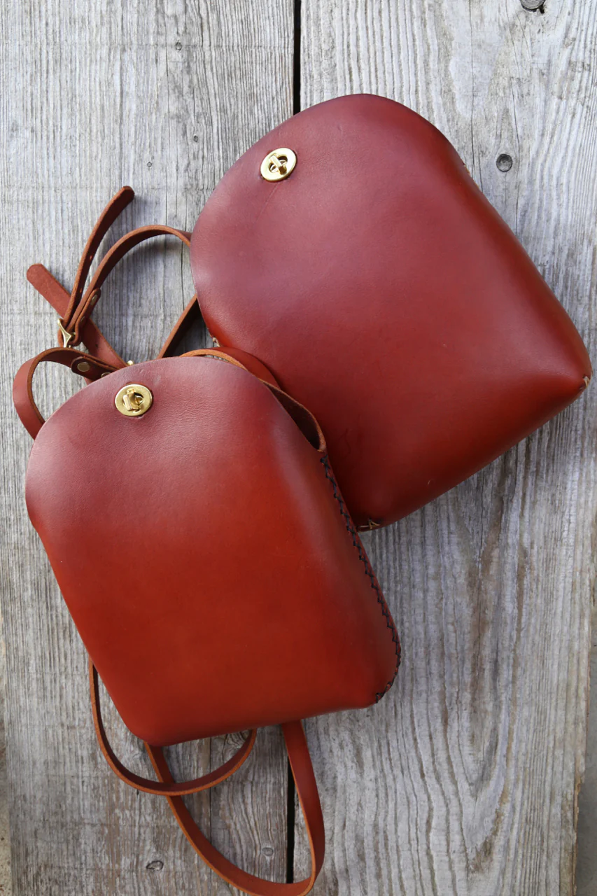 Large Minimalist Crossbody Bag in Cherrywood Red - Image 7