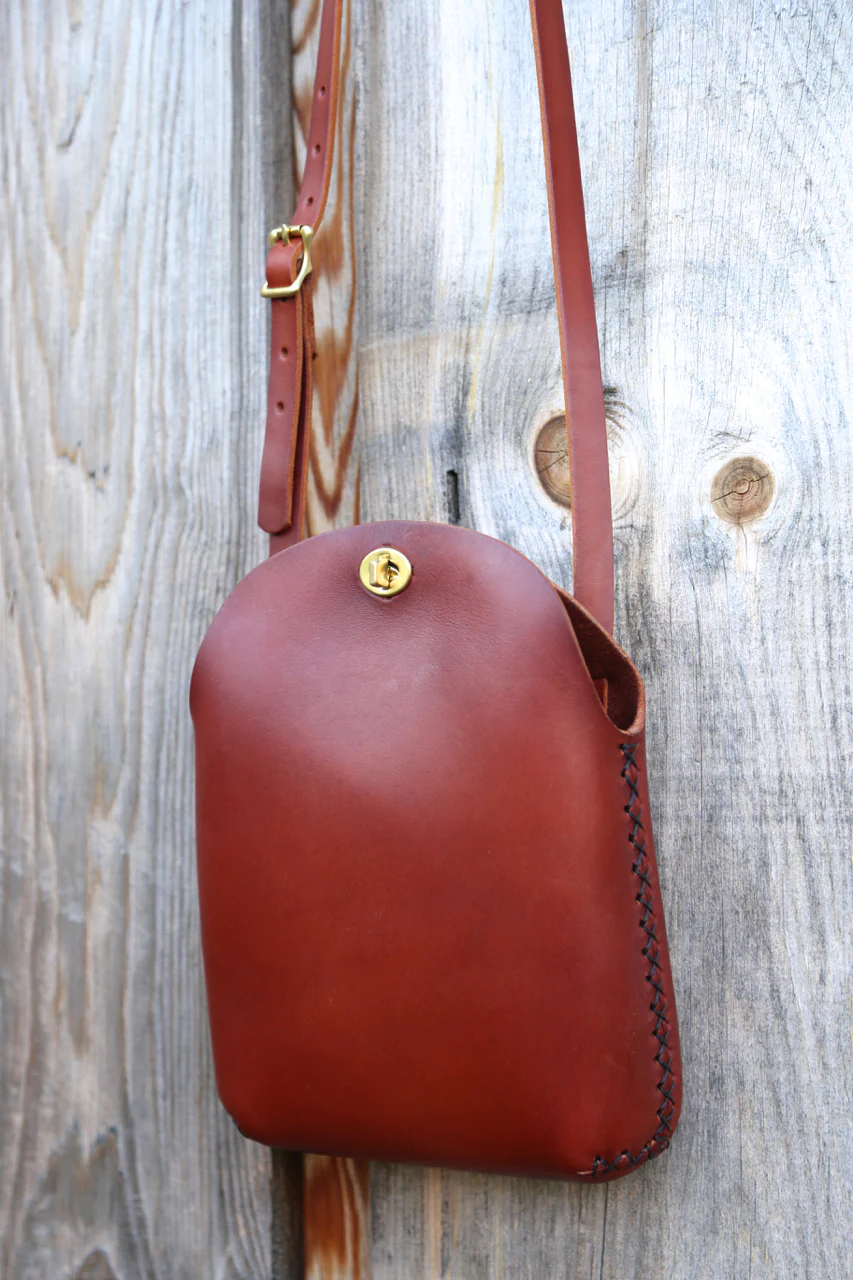 Large Minimalist Crossbody Bag in Cherrywood Red - Image 8