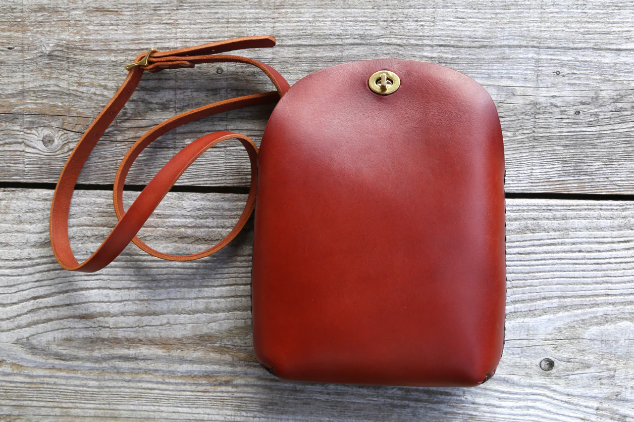 Large Minimalist Crossbody Bag in Cherrywood Red - Image 9