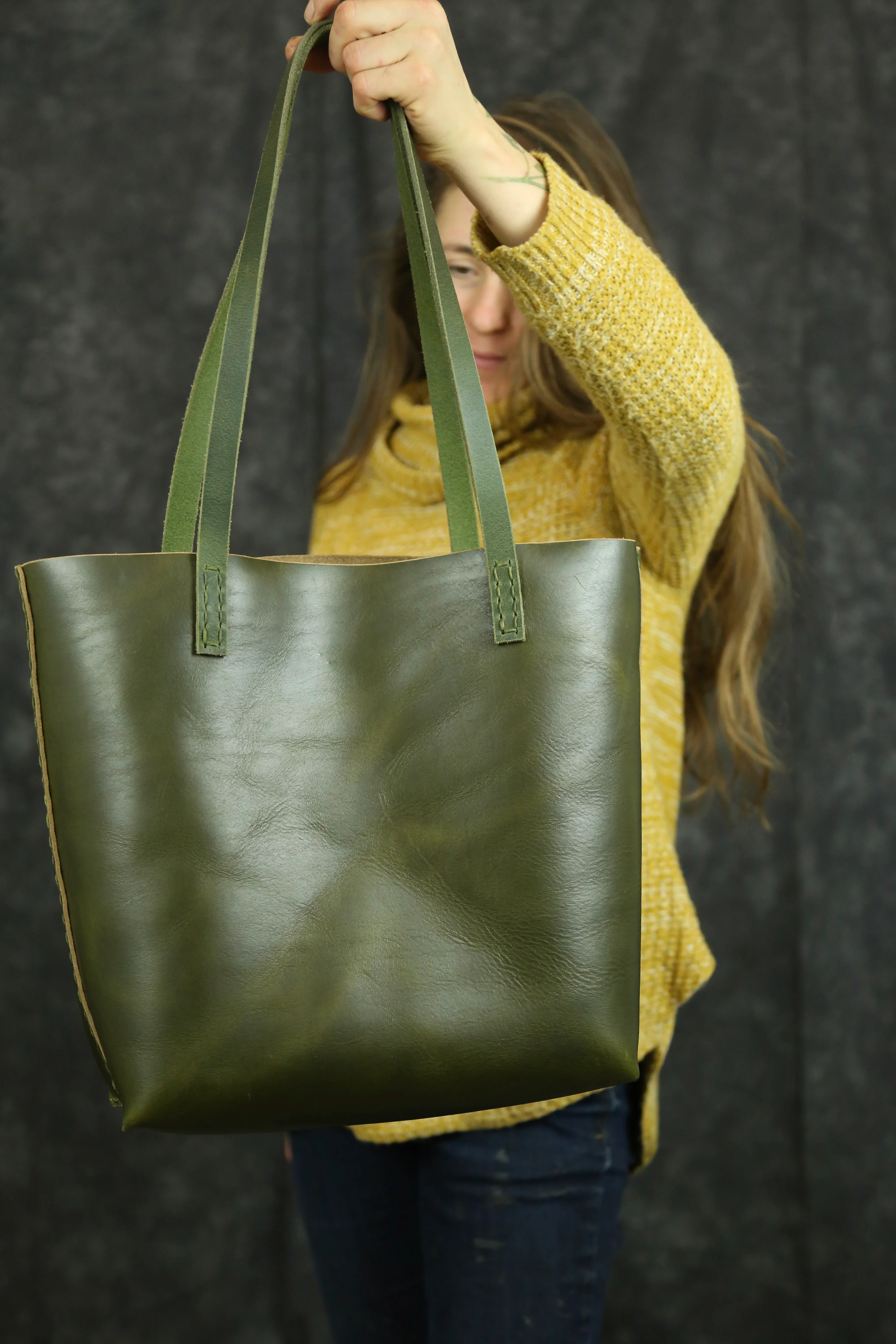 Green Horween Tote - Image 3