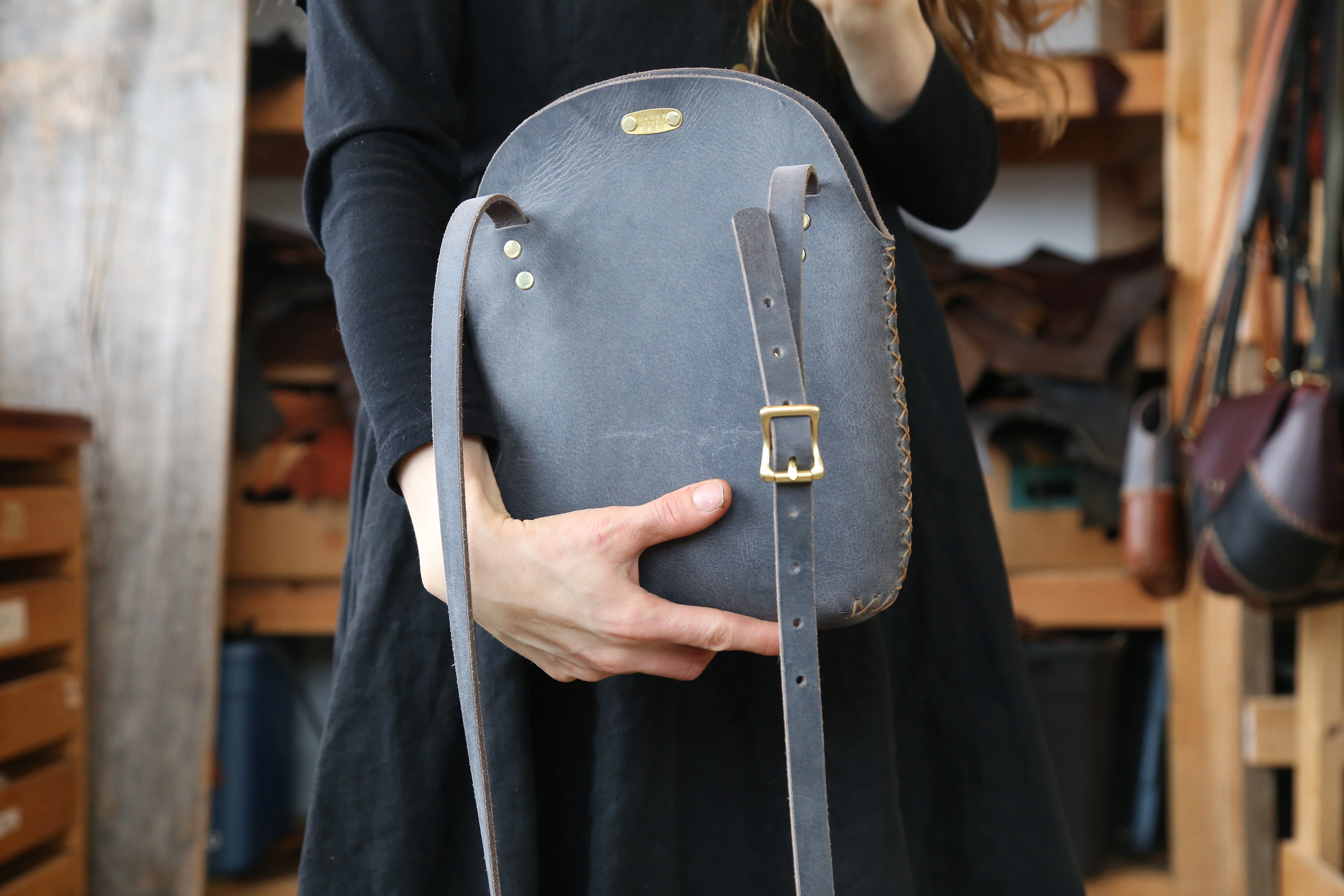 Large Slate Grey Minimalist Crossbody Bag - Image 3
