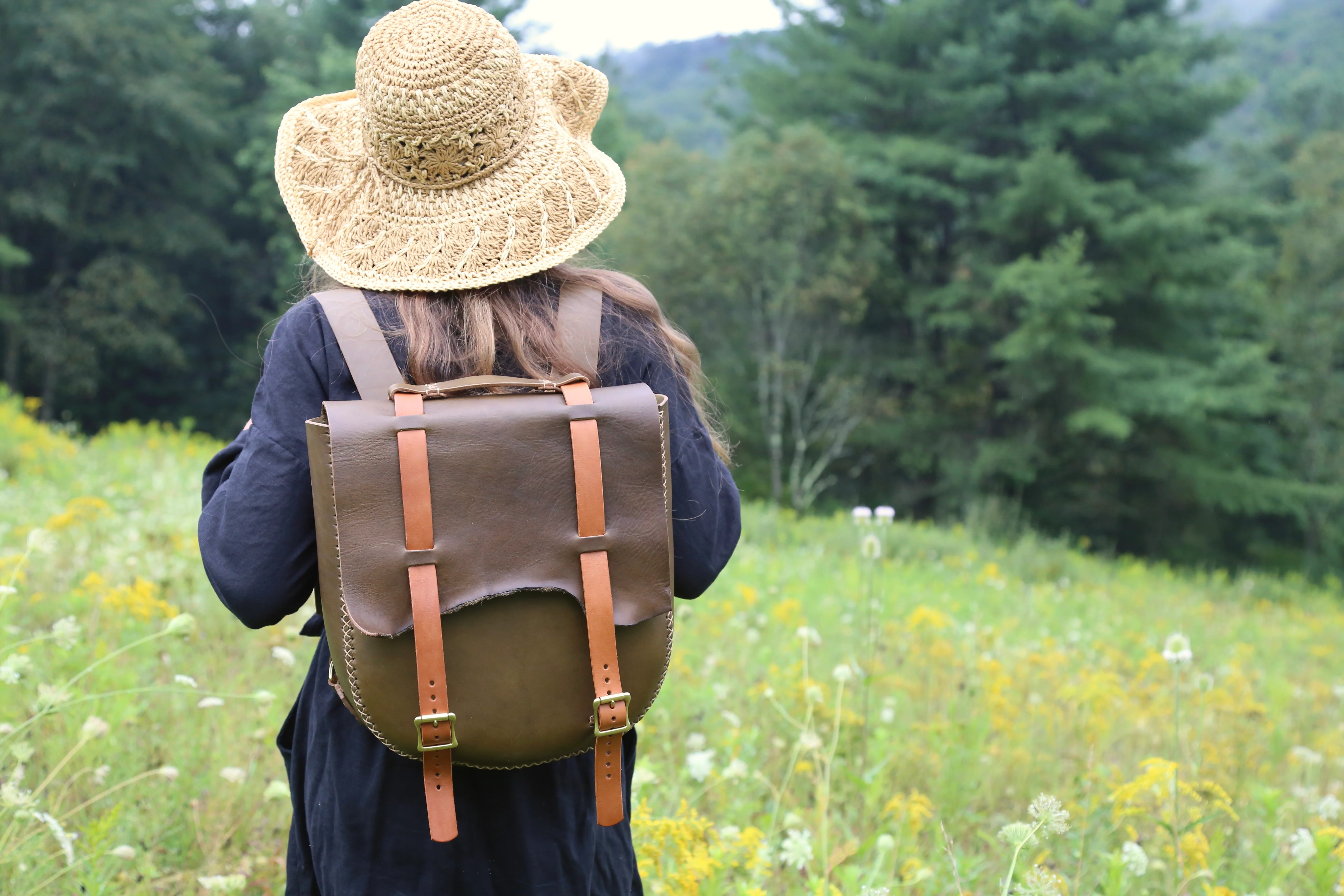 Olive Bridle Leather Backpack - Image 3