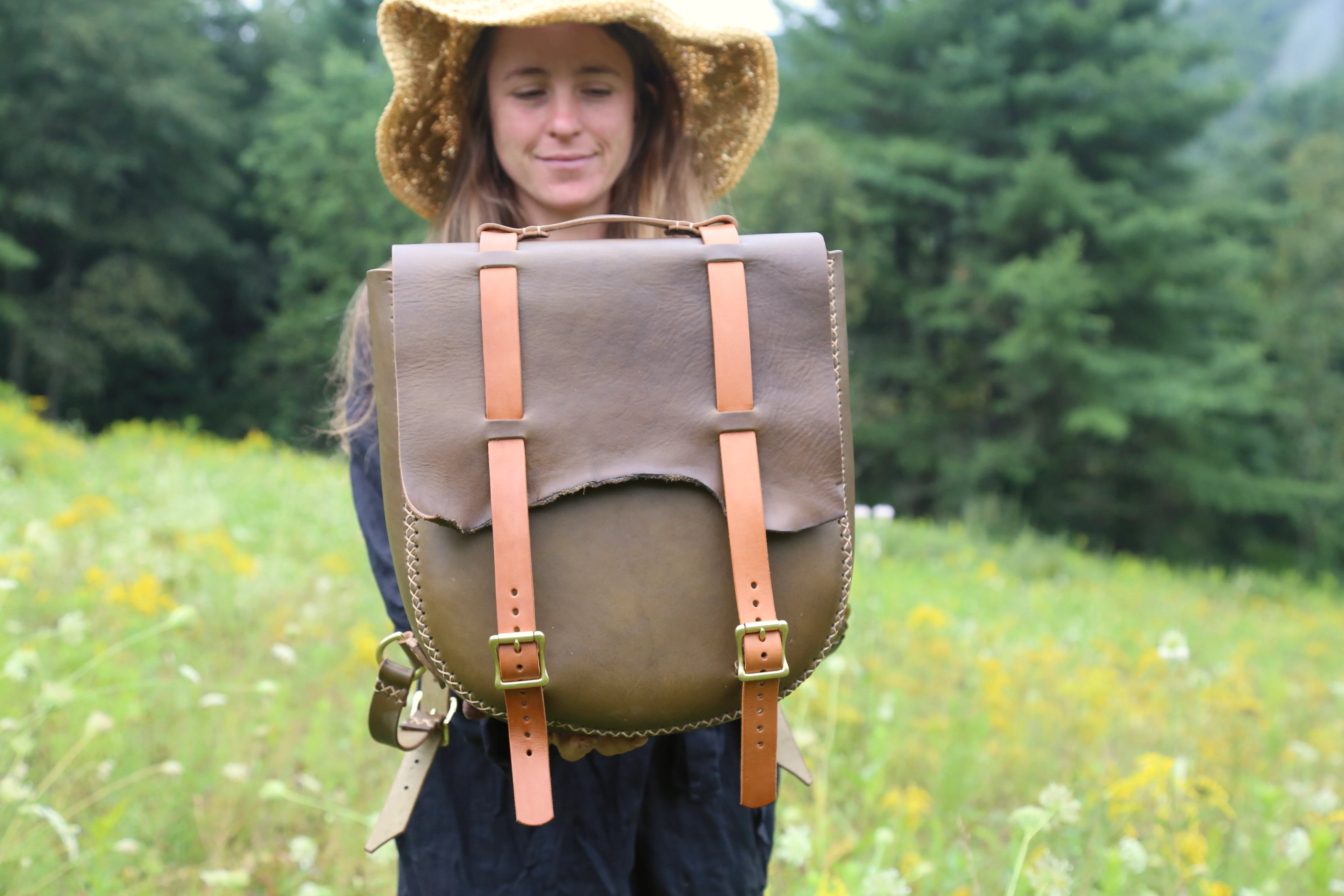 Olive Bridle Leather Backpack - Image 4